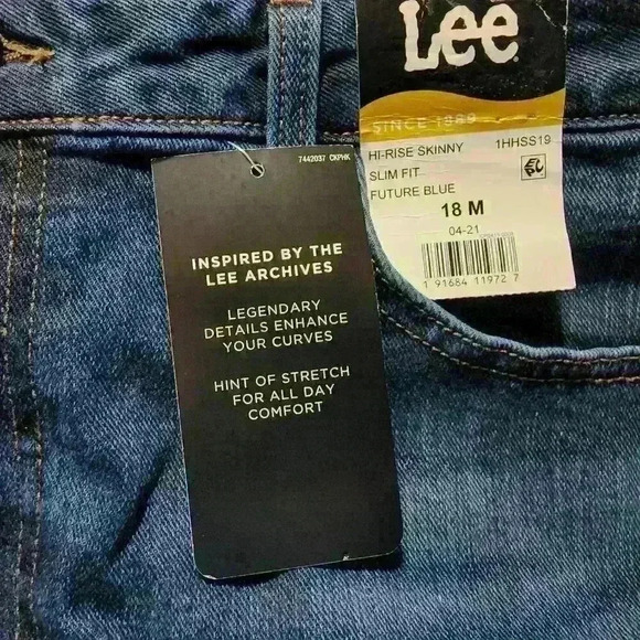 Lee Women's Heritage High Rise Skinny Jean Size 4M, 8M, 18M, 20M Blue Dark Wash - Picture 7 of 8